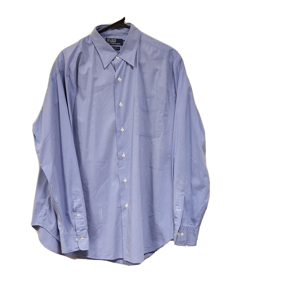 Polo Ralph Lauren Shirt Men Large Sky Blue Striped Warwick Button Down